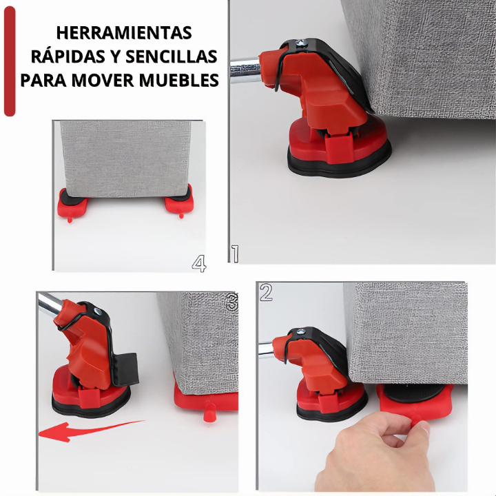 Kit Elevador + Ruedas para Muebles +300KG